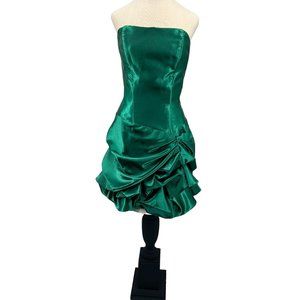 VTG Jessica McClintock Womens Strapless Satin Party Dress Size 11 Emerald Green